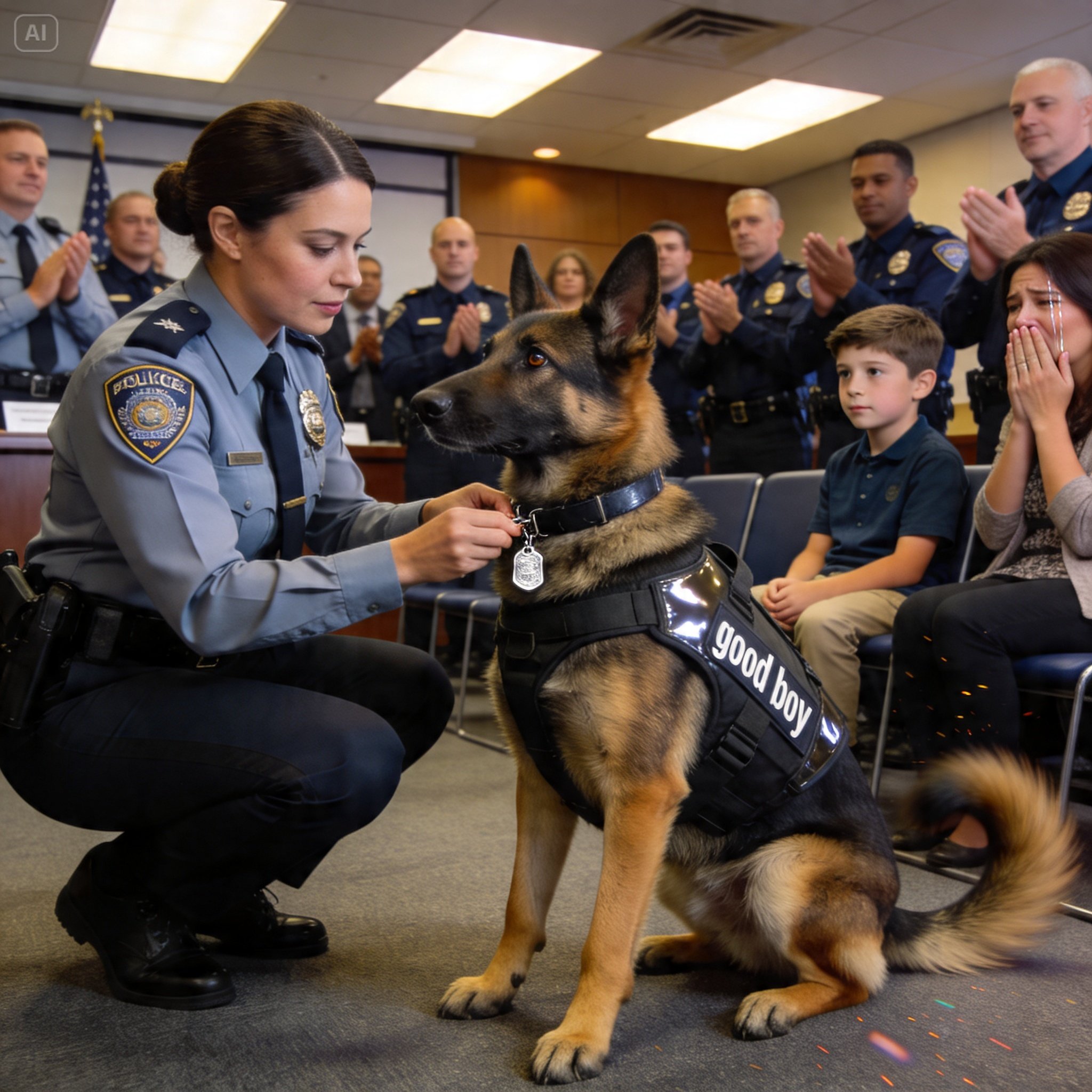 Starving K-9 Hero Tapped on Restaurant Window for Food — When They Scanned His Collar, the Entire Police Department Went Silent!