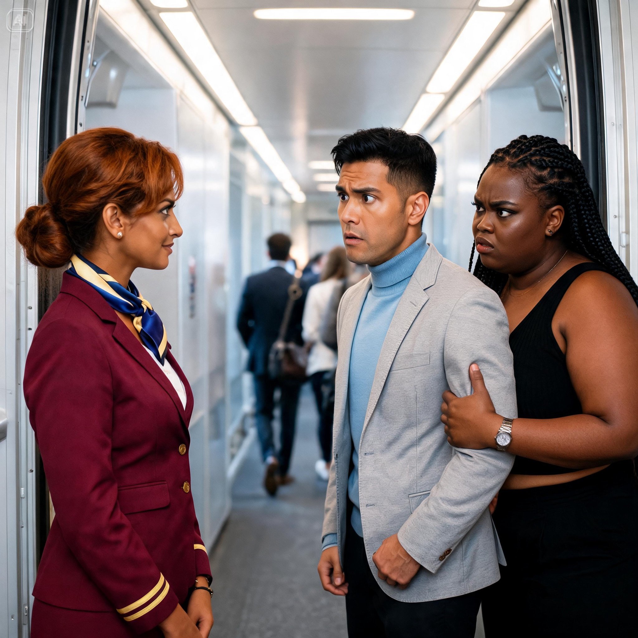 HE WALKED ONTO A LUXURY FLIGHT WITH HIS MISTRESS—THEN LOOKED UP AND SAW HIS WIFE SMILING AT THE DOOR