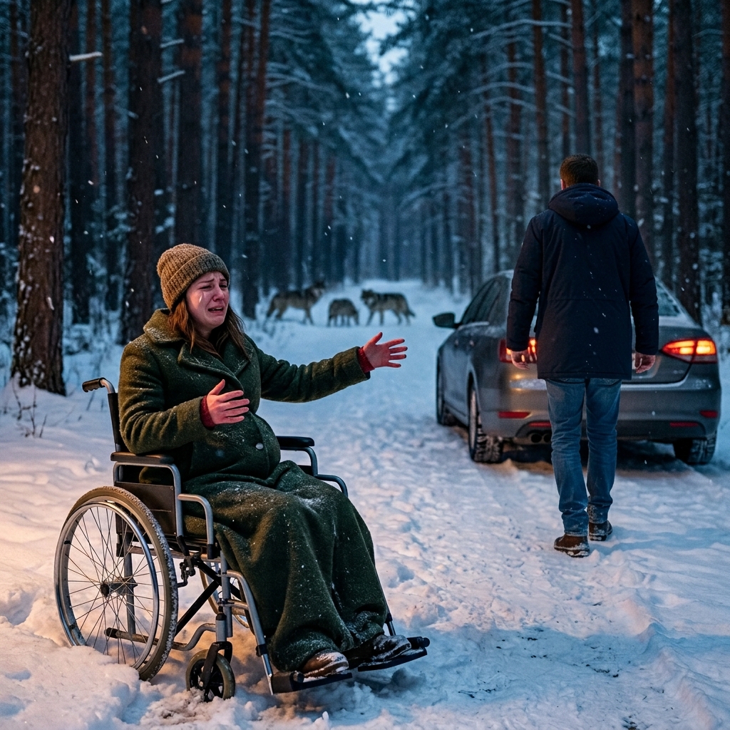 He told me we were going for fresh air, that the mountain silence would be good for the baby. When I heard the wolves closing in and saw his taillights disappear, I understood — he never meant for me to come back. But someone was watching.