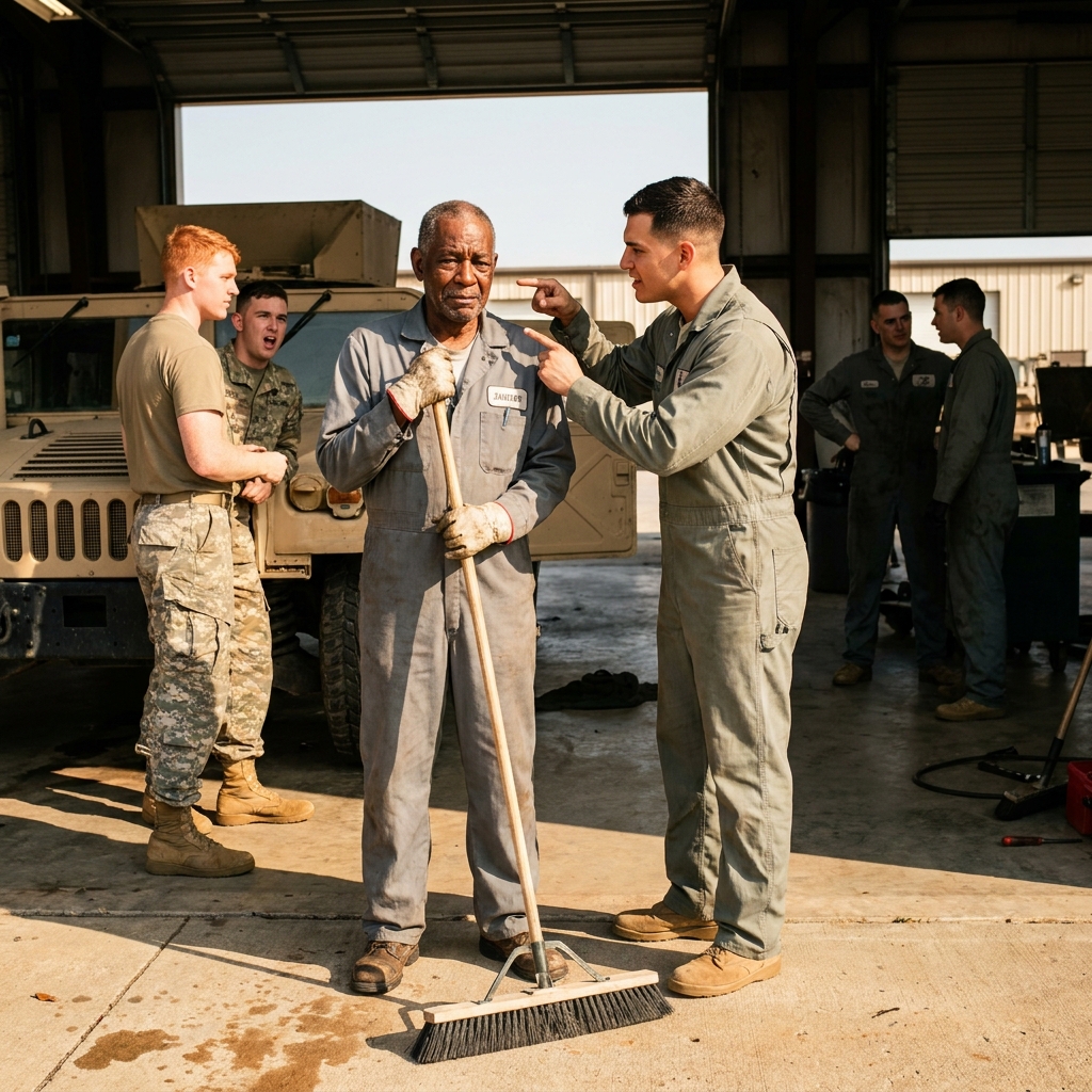 He told me I was just a janitor and tried to have me thrown off base for touching a Humvee. Thirty years of service, three bronze stars — he had no idea.