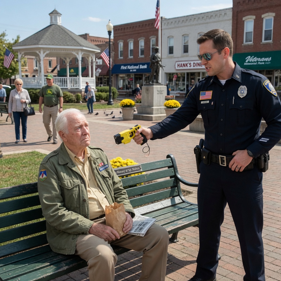 I SAT ON THAT GEORGIA PARK BENCH EVERY FRIDAY TO HONOR MY FALLEN BROTHERS, BUT WHEN A ROOKIE COP PULLED HIS TASER ON ME, HE UNLEASHED A CLASSIFIED MILITARY SECRET