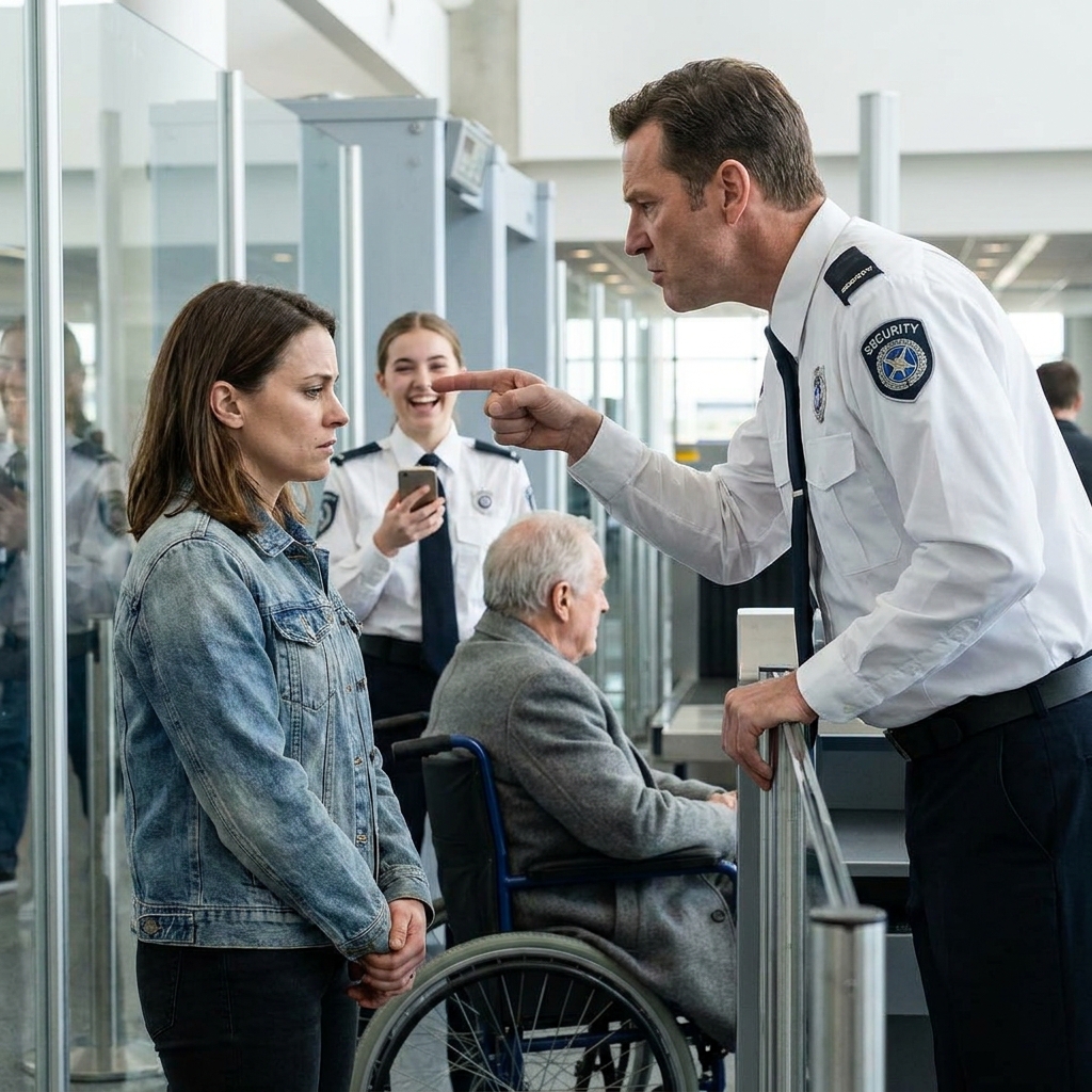 A base security guard told me to strip naked while his younger partner laughed and took photos. I placed my silver challenge coin on the metal table without a word.