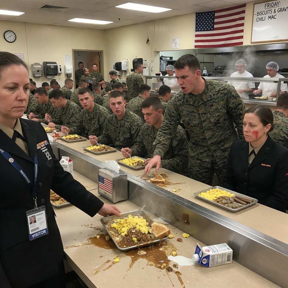 The Man Hit a Woman and Laughed—Until Every Marine Choked on Their Food in the Mess Hall