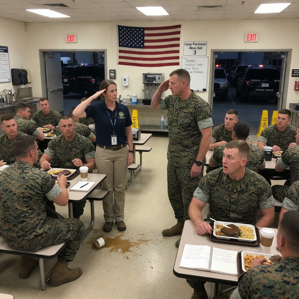 A US Marine Shoved A Woman in the Mess Hall — He Had No Idea She Outranked Every Officer in the Room