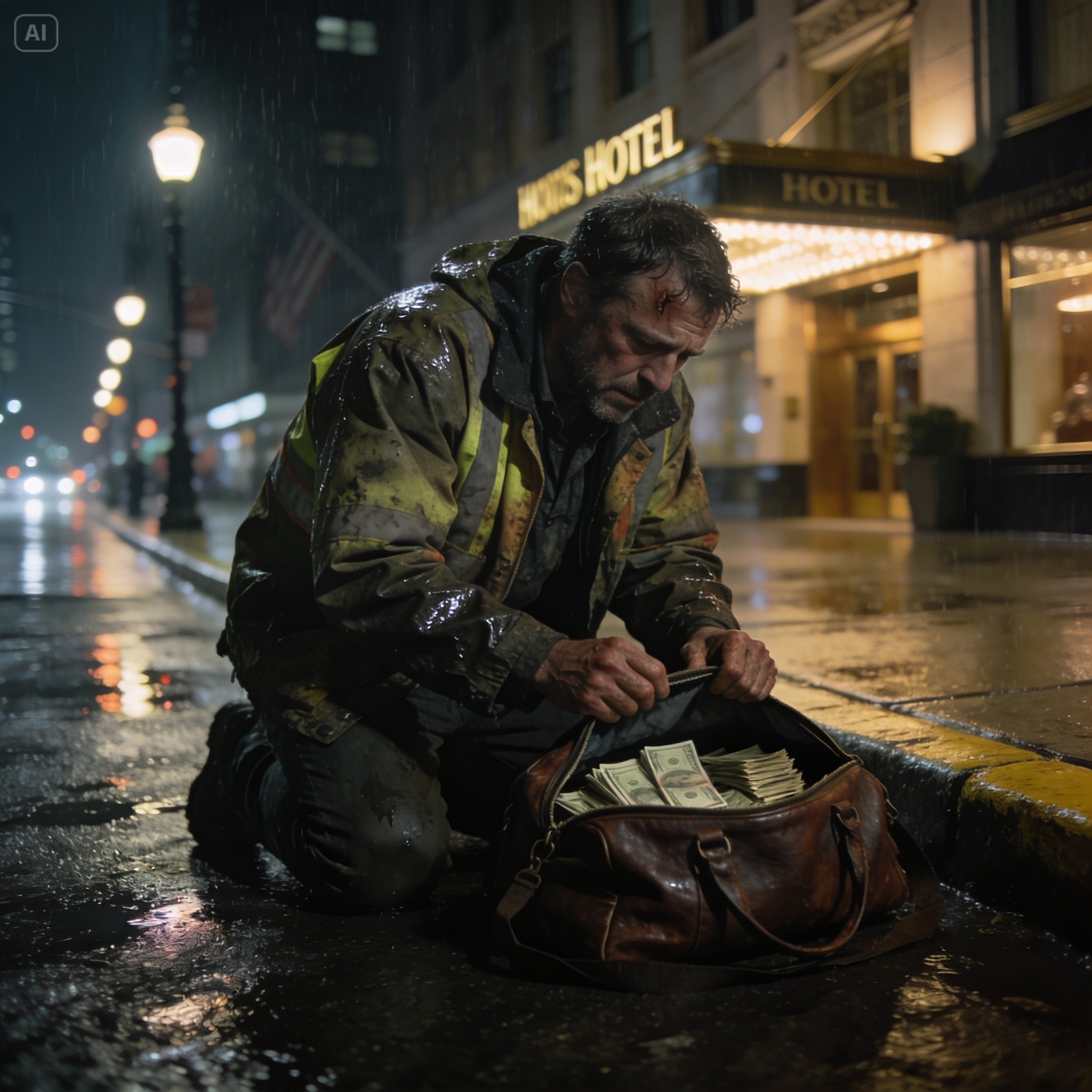 The freezing rain soaked my boots as I stared at the $50,000 spilling from the leather bag, knowing it was the exact amount needed to save my little girl.