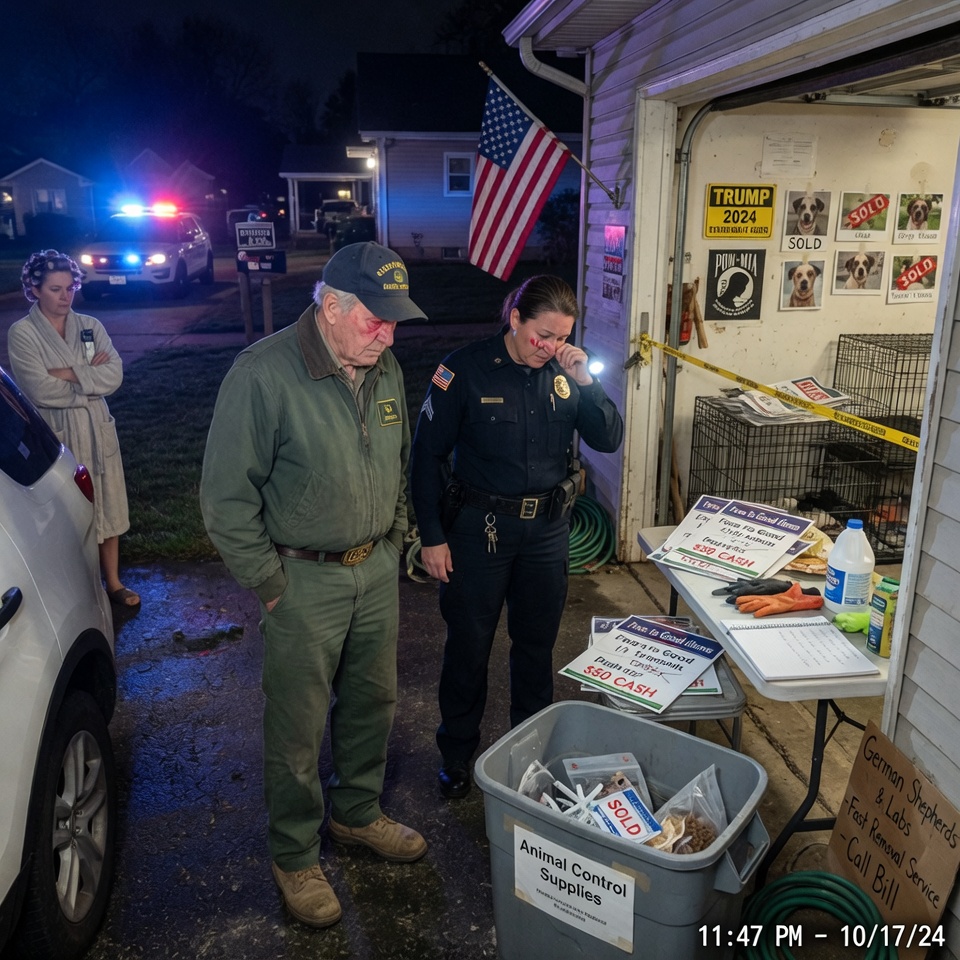 Neighbors Called the Authorities on My 72-Year-Old Dad for Getting Rid of Dogs for Money – When We Opened His Garage, the Officer Was Left in Tears