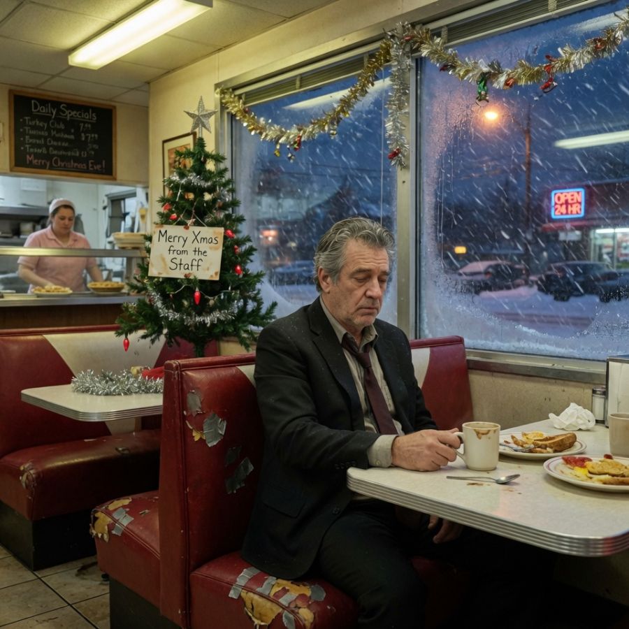 A billionaire father discovers the true meaning of Christmas after witnessing a struggling mother’s heartbreaking sacrifice in a diner.