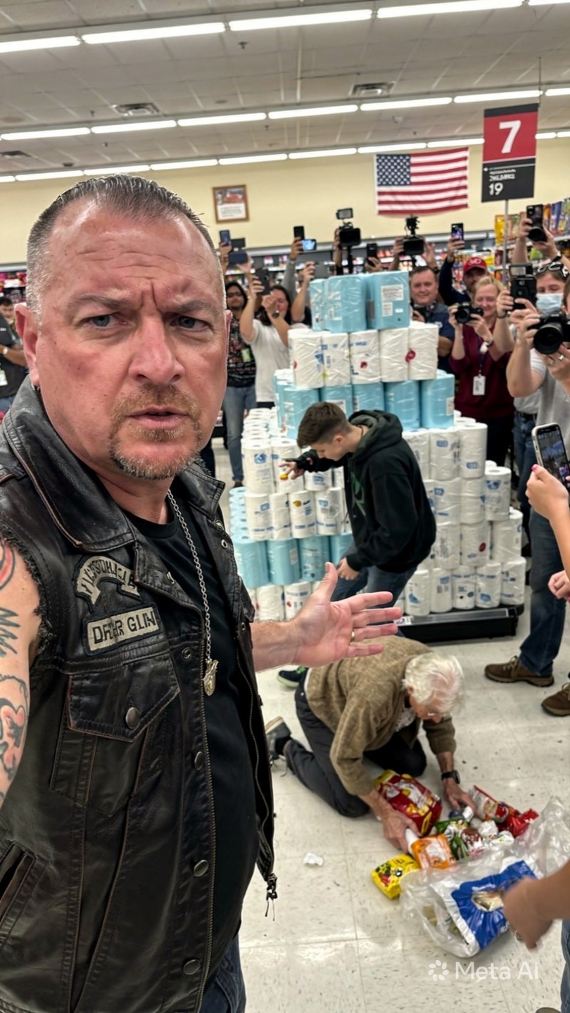 When a gray-bearded biker slapped a teenage boy in the middle of a packed Kentucky supermarket, the sound echoed louder than the crowd’s outrage — and within minutes, the internet had already decided who the villain was.