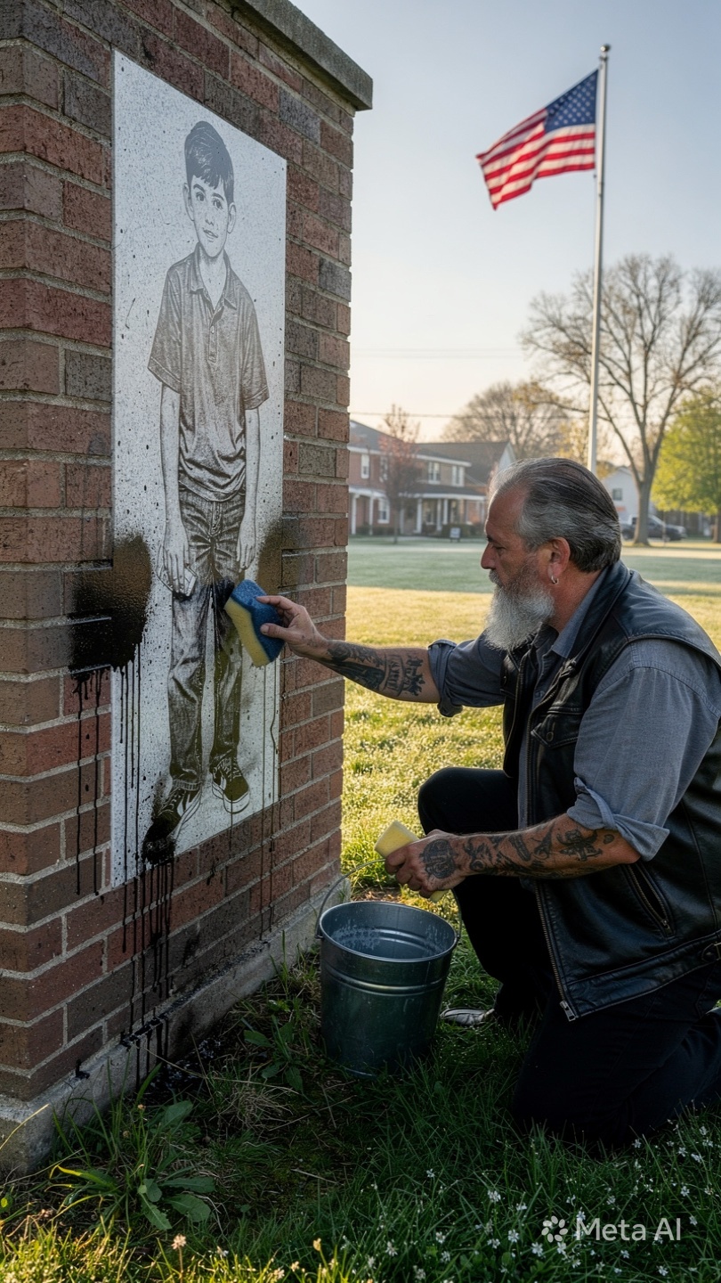 The morning a police officer grabbed my wrist while I was scrubbing a dead boy’s face off a brick wall, the whole town was convinced I was the one who vandalized it.