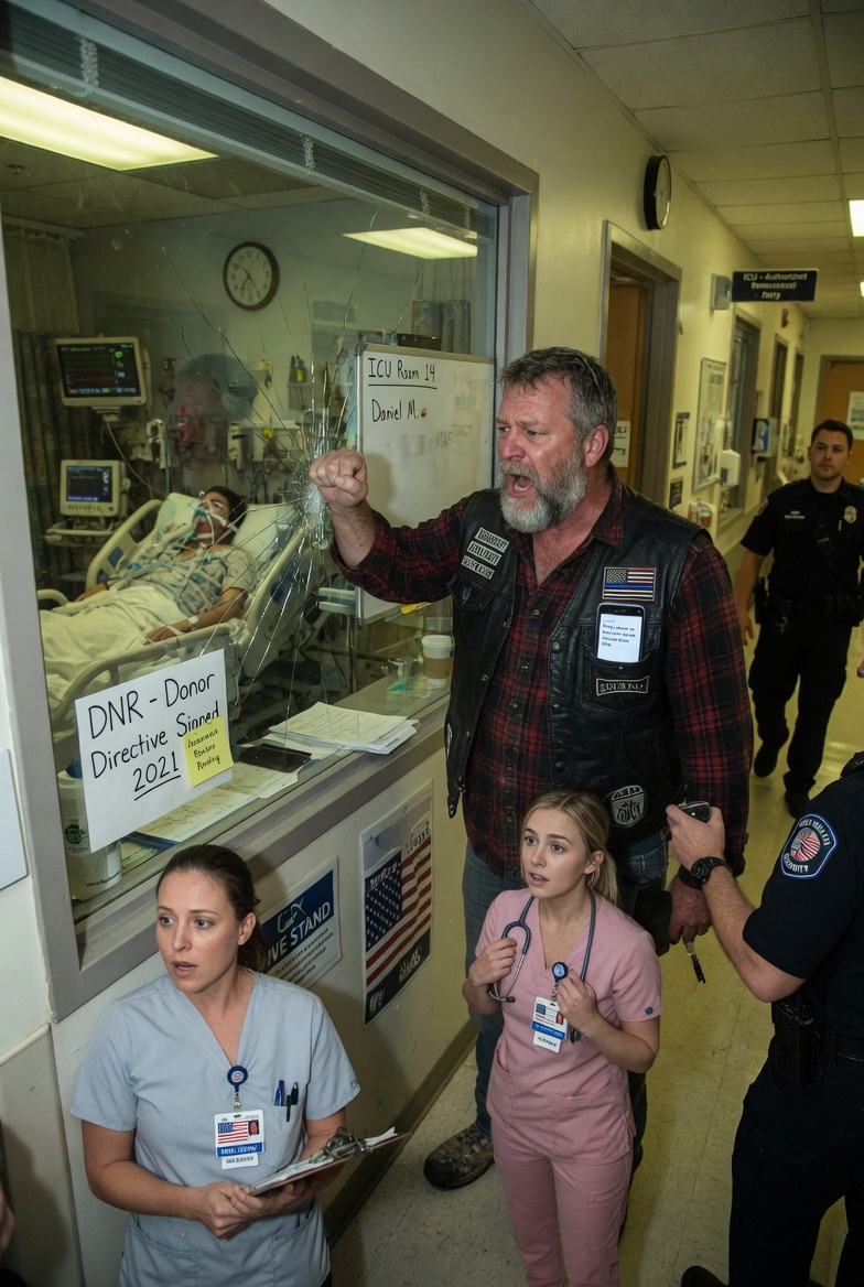He slammed his fist against the ICU glass and shouted, “Take the ventilator out—he signed the papers!” and every nurse in the hallway looked at him like he’d just tried to kill his own son.