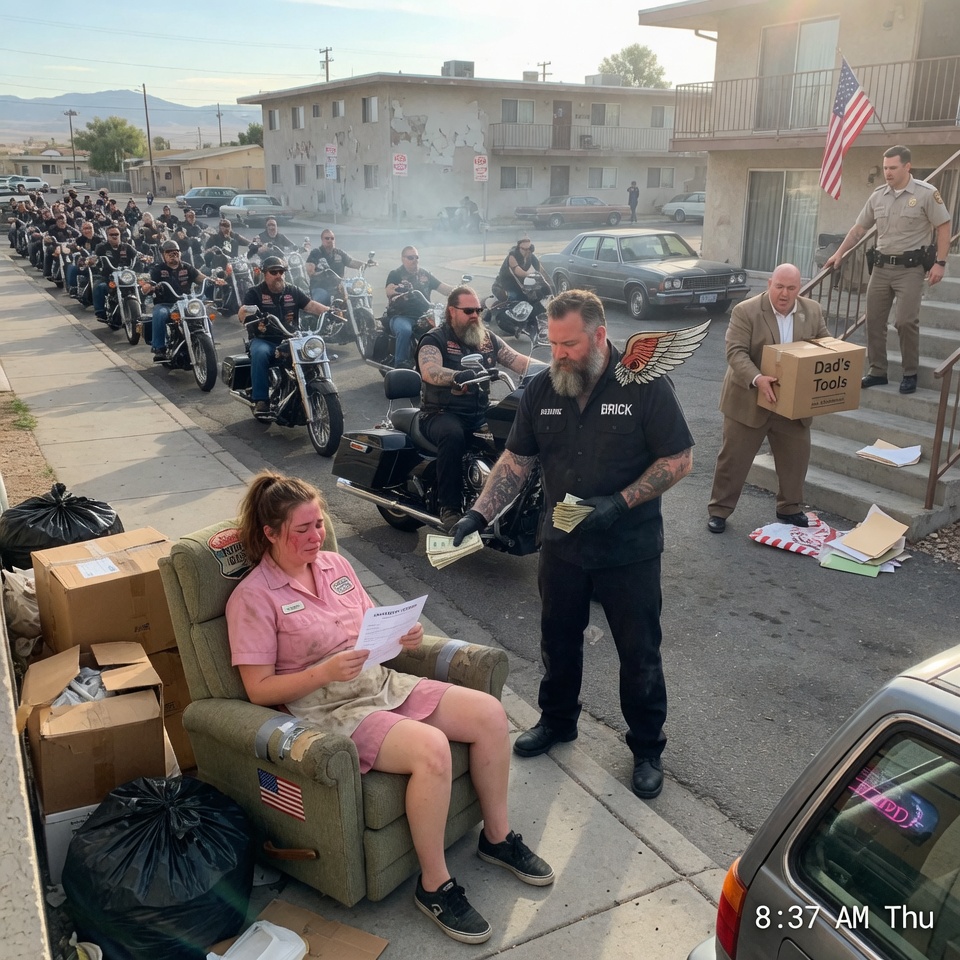 Waitress Returns a Lost Wallet to a Gruff Biker — On Her Eviction Day, 200 Harleys Line Her Street..