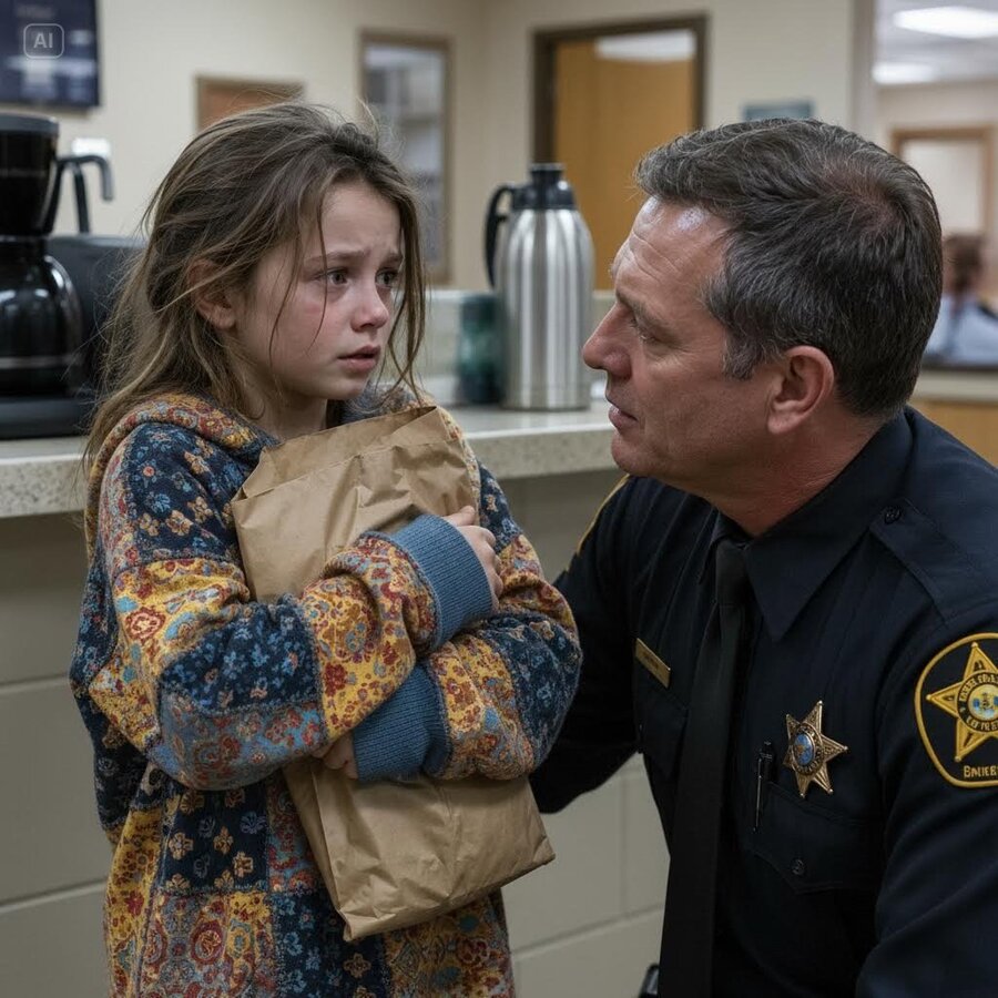 A BAREFOOT GIRL WALKED NINE BLOCKS WITH A GROCERY BAG, BUT THE REAL HORROR STARTED WHEN DEPUTY HOLLIS READ HER MAMA’S NOTE AND THE MAN IT WARNED ABOUT WALKED THROUGH THE DOOR WITH A CALM SMILE. WHAT HAPPENED NEXT BROKE ME.