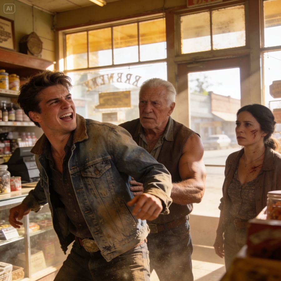 An old farmer was humiliated in a crowded gun shop, until the veteran owner recognized her scarred face and froze.