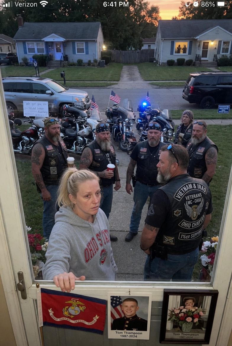 “MY HUSBAND DIED 3 DAYS AGO. YESTERDAY, A DEBT COLLECTOR’S SUV CIRCLED MY HOME. TONIGHT, 24 MOTORCYCLES BLOCKED MY STREET. THE OFFICER ASKED …..