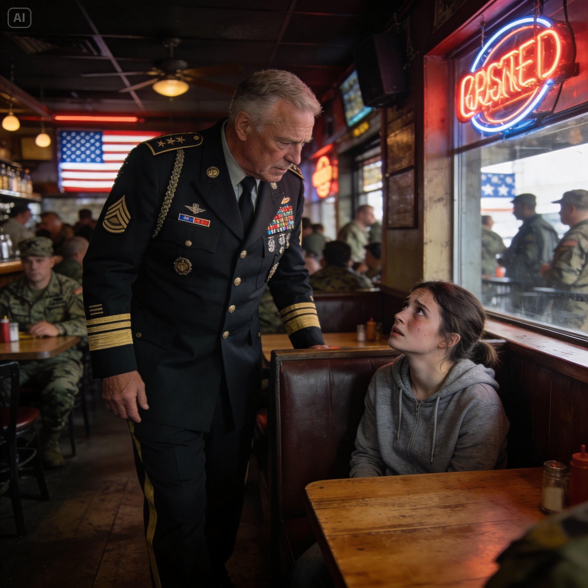 A highly decorated three-star general h*t me hard across the face in a crowded Navy bar, completely unaware that the silent German Shepherd resting under my table was carrying the dark secret he buried eight years ago…