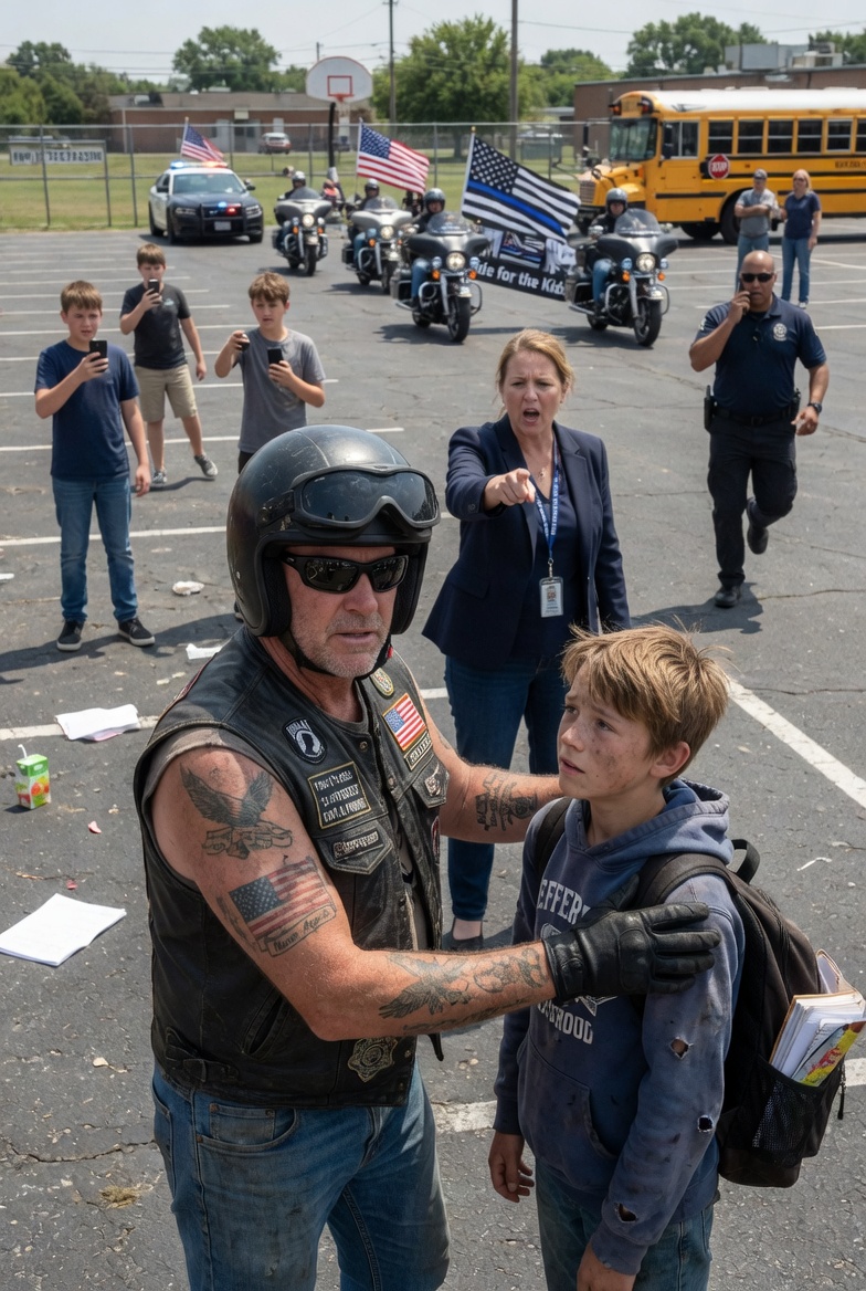 “I GRABBED THE BOY BY HIS COLLAR AND DRAGGED HIM OFF SCHOOL GROUNDS IN BROAD DAYLIGHT. TEACHERS SCREAMED. SOMEONE CALLED 911. BUT WHEN THE BIKERS ARRIVED, THE TRUTH FINALLY CAME OUT. WOULD YOU HAVE BELIEVED ME?