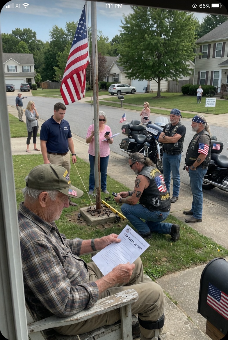 They told the 82-year-old veteran to take down his American flag — and when the bikers showed up, the neighborhood thought a war was about to start.