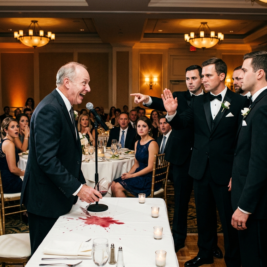 My father grabbed the microphone at my son’s wedding and told 500 guests I was lazy and heavy. Then four groomsmen stood up and said three words that made him choke on his wine. “She’s our CO.”