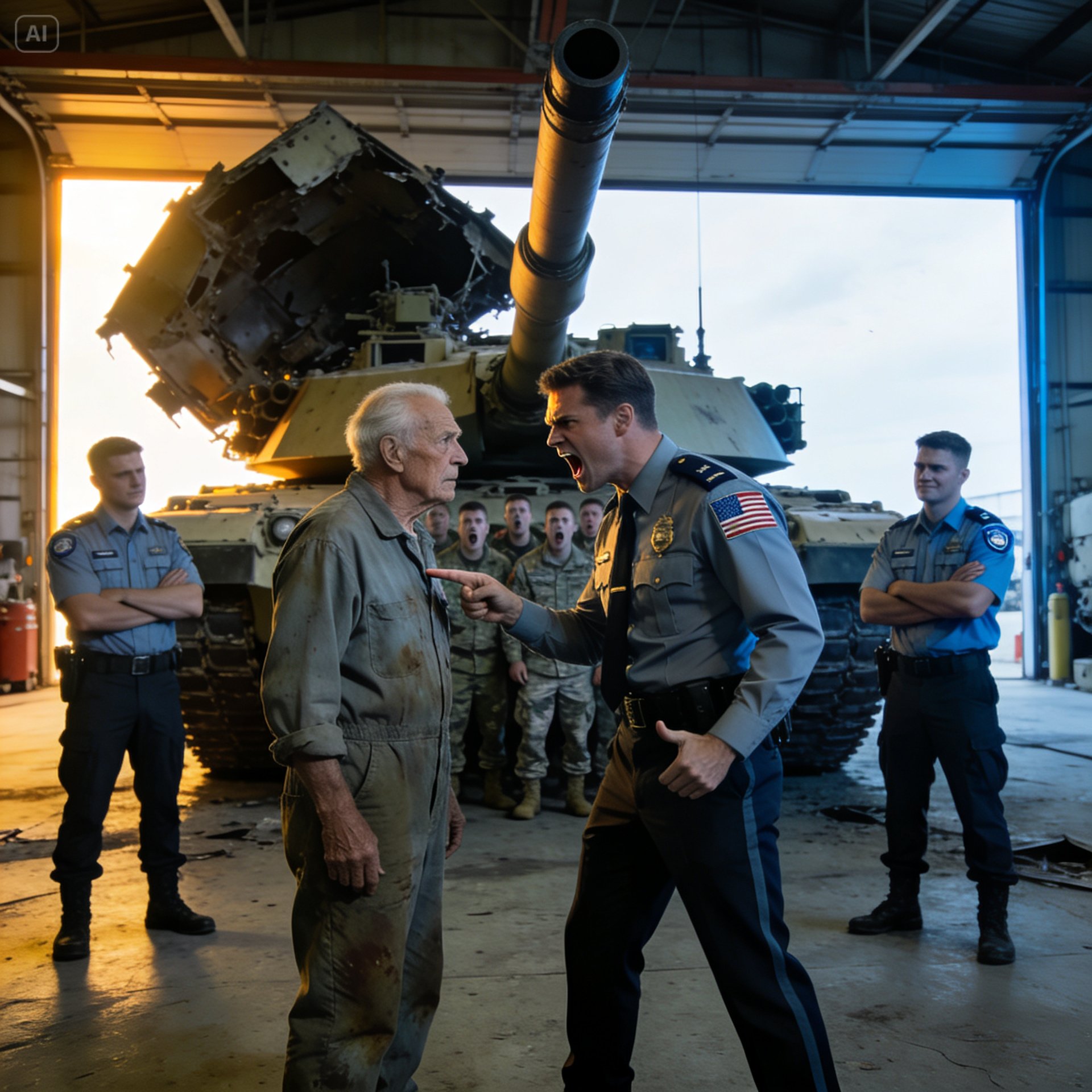 They flew a two-star general in to watch a 78-year-old civilian get thrown off a military base for trying to fix a tank.