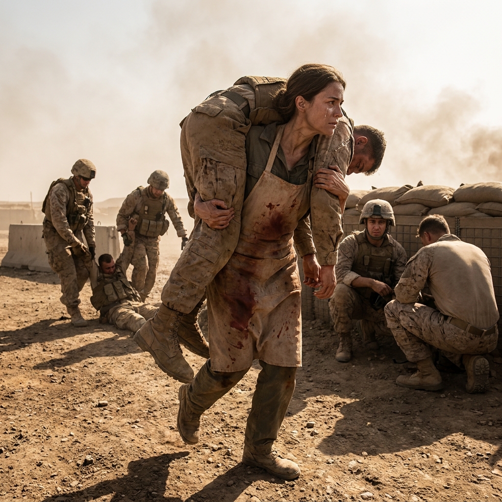They said I was too fragile to last a week on base, just a canteen worker with thin wrists and a quiet voice. When the gunfire started, I dragged two soldiers across open ground while the men who called me breakable froze in the doorway.