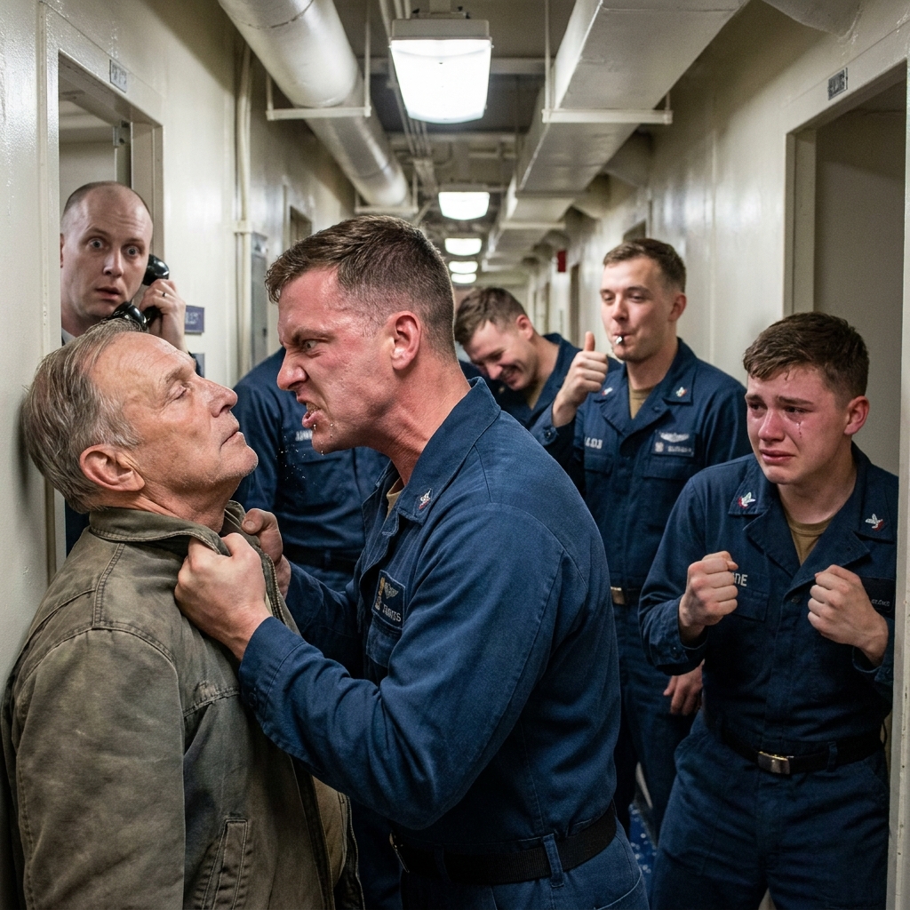 A young petty officer demanded my call sign in a base corridor while his friends laughed and he planted his boot in front of my mop.