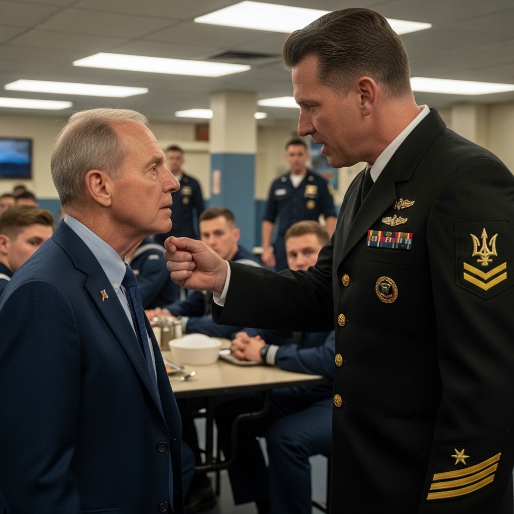 My unit pin was called a cheap trinket by a Navy SEAL in front of a room full of sailors. A vice admiral walked in, saluted me, and said four words that made the whole mess hall go silent.