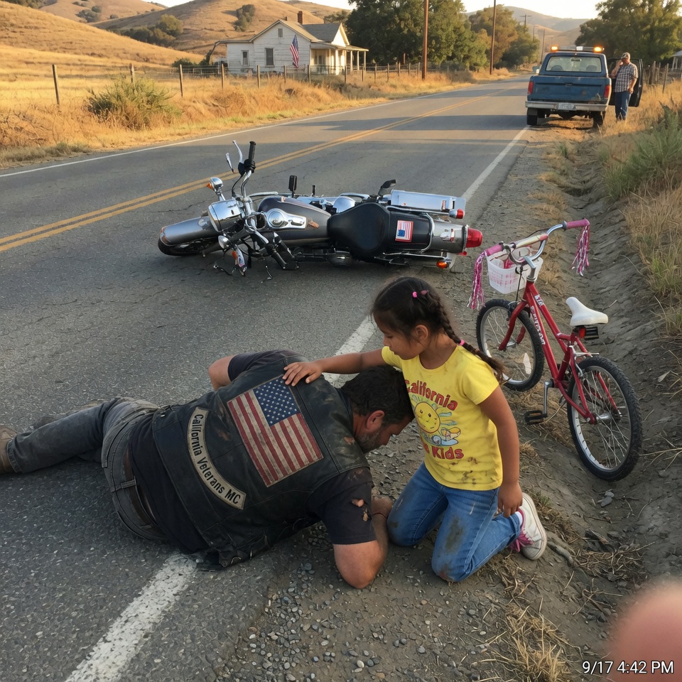 A Little Girl Saved a Biker After a Horrific Crash—Days Later,300 Hells Angels Showed Up at Her Door