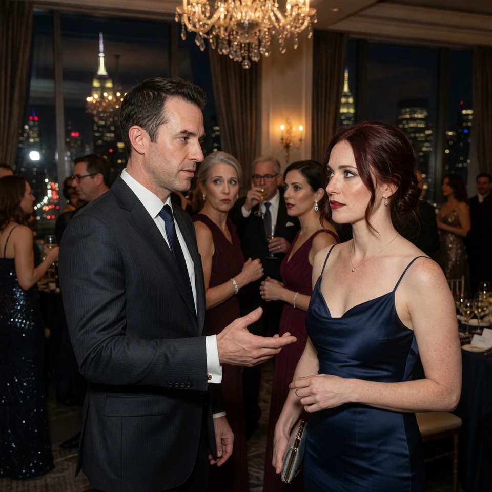 In a Manhattan ballroom, a quiet single dad watches a recently divorced mom get completely ignored by their coworkers—what he does next shocks everyone.
