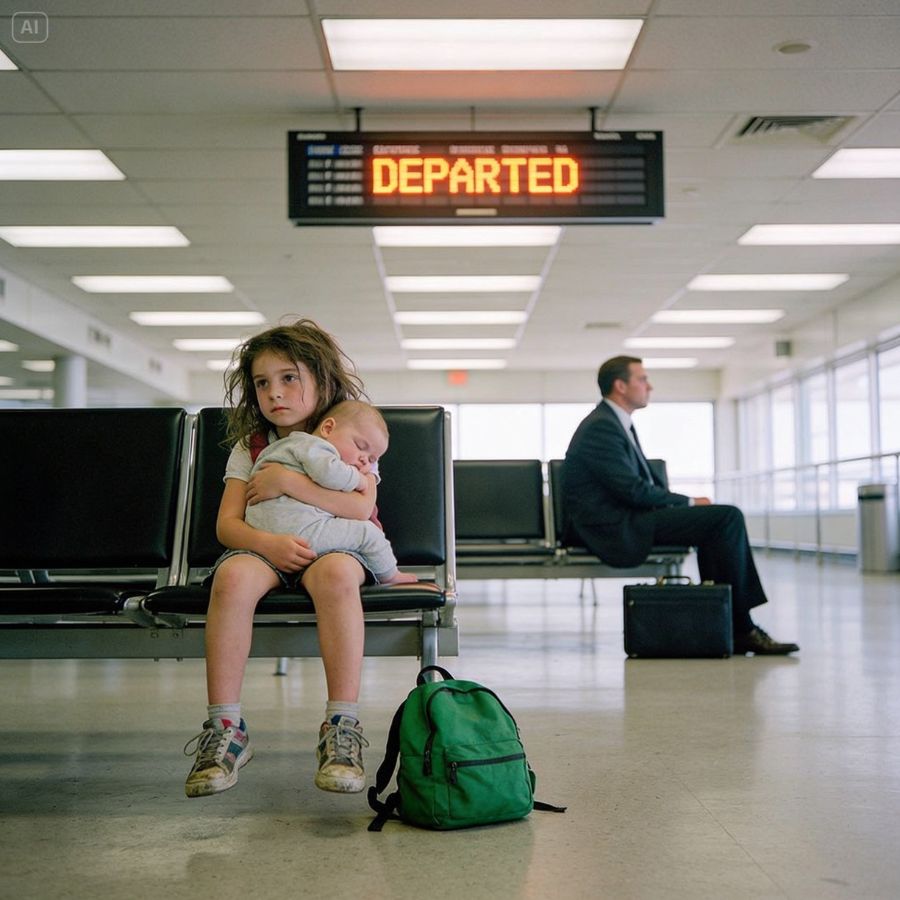 I Saw A Little Girl Holding A Baby Under A “Departed” Sign And Had To Stop.