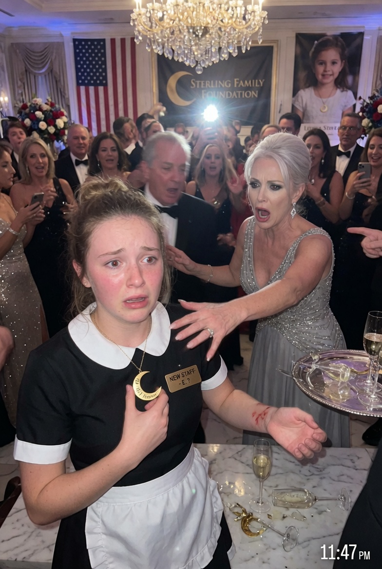 She Hired a New Maid Who Kept Breaking Things. But When the Girl’s Necklace Slipped Out at a Party, the Billionaire’s Scream Echoed Through the Mansion — and What Her Maid Whispered Made the Entire Room Go Silent.