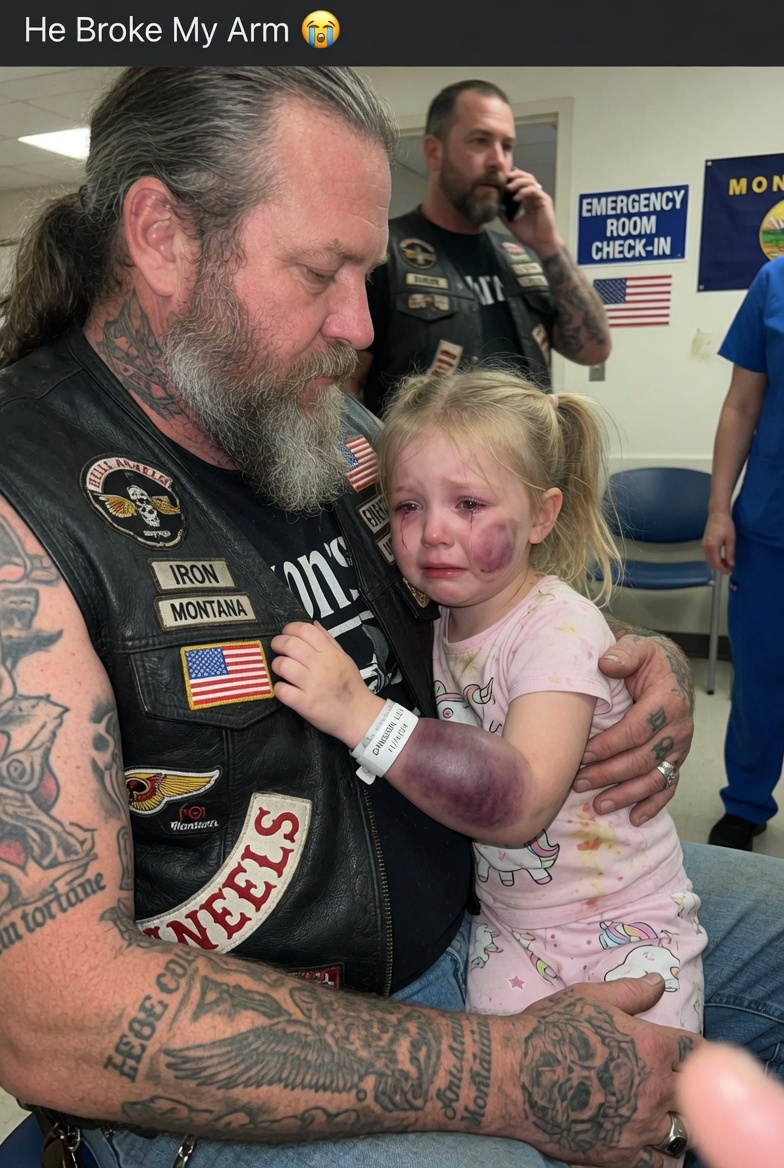 “SO BRAVE!” – A 5-year-old called a Hells Angel at midnight with a BROKEN arm, but the sheriff protecting her abuser threatened to take her away. Then something unexpected happened that changed everything… WHAT WOULD YOU HAVE DONE IN HIS BOOTS?