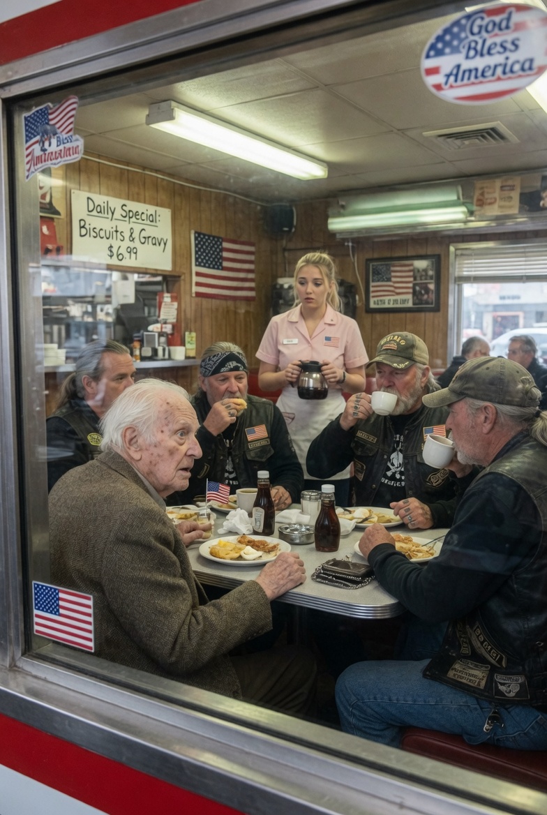 At a small diner in rural Montana, a confused 89-year-old veteran stumbled toward a table of HELLS ANGELS. The room fell SILENT. Everyone FROZE. What happened next had NO RESULT anyone expected. COULD a simple question change EVERYTHING?