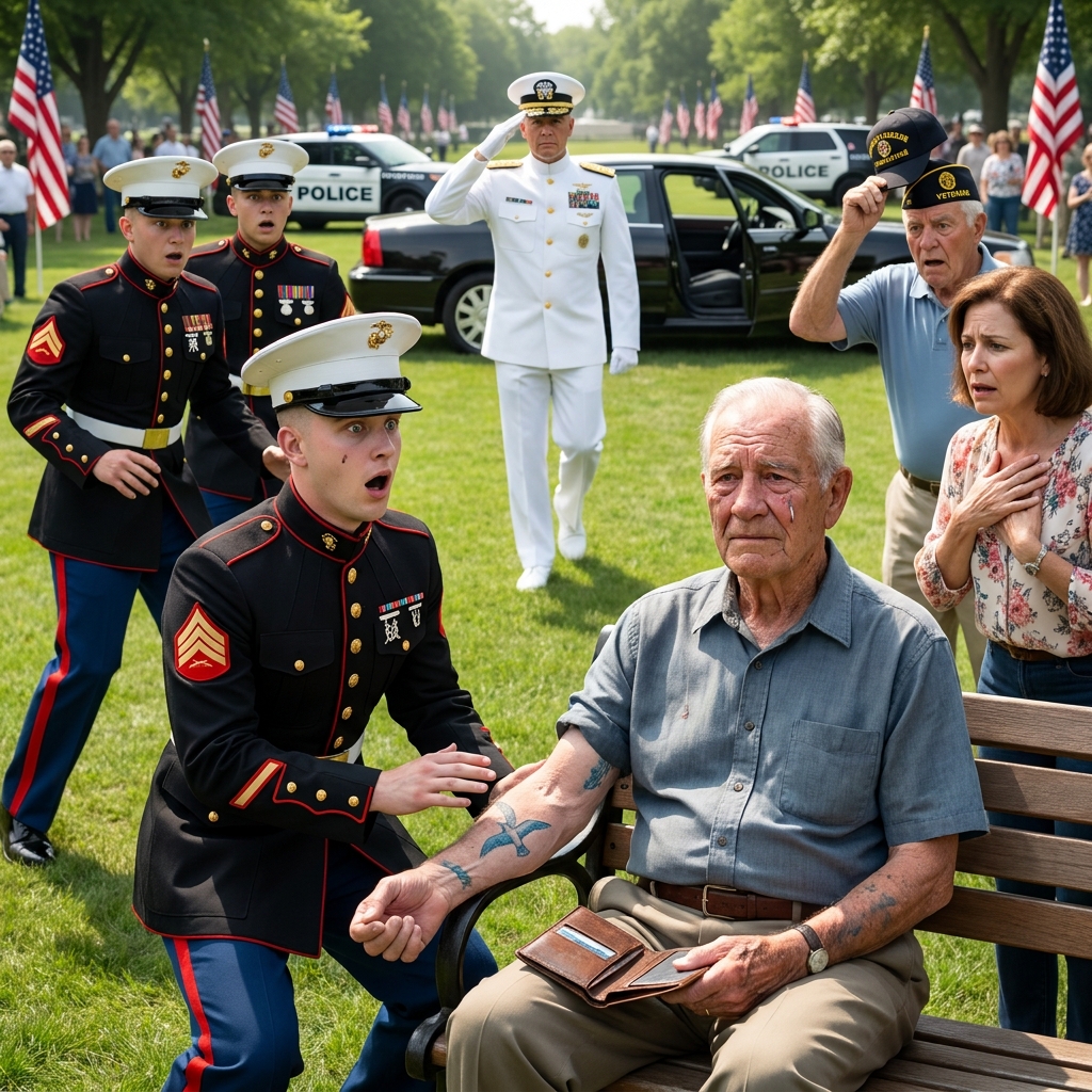 A young Marine mocked my tattoo on Memorial Day. Then my old leather wallet opened, and the admiral crossed the grass to my park bench.
