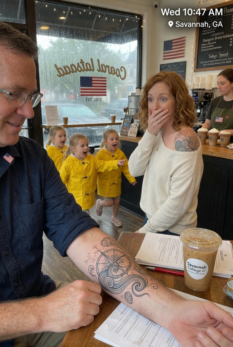 SAVANNAH. I was a SINGLE DAD with a BURIED PAST. Then THREE GIRLS pointed at my TATTOO and RAN to their mother. THE MOMENT SHE TURNED… NOTHING COULD HAVE PREPARED ME. THE HIDDEN TRUTH!