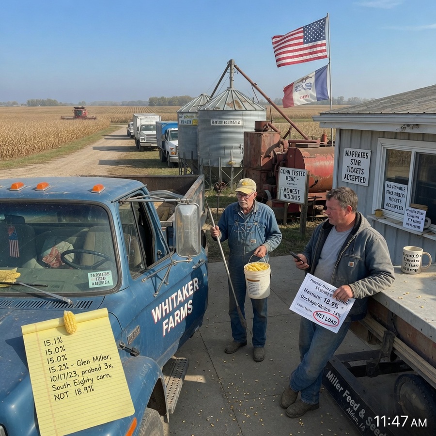 DOCKED 14% FOR ‘WET’ CORN, HE DROVE TO THREE SCALES IN ONE DAY TO PROVE THE MILLION-DOLLAR LIE