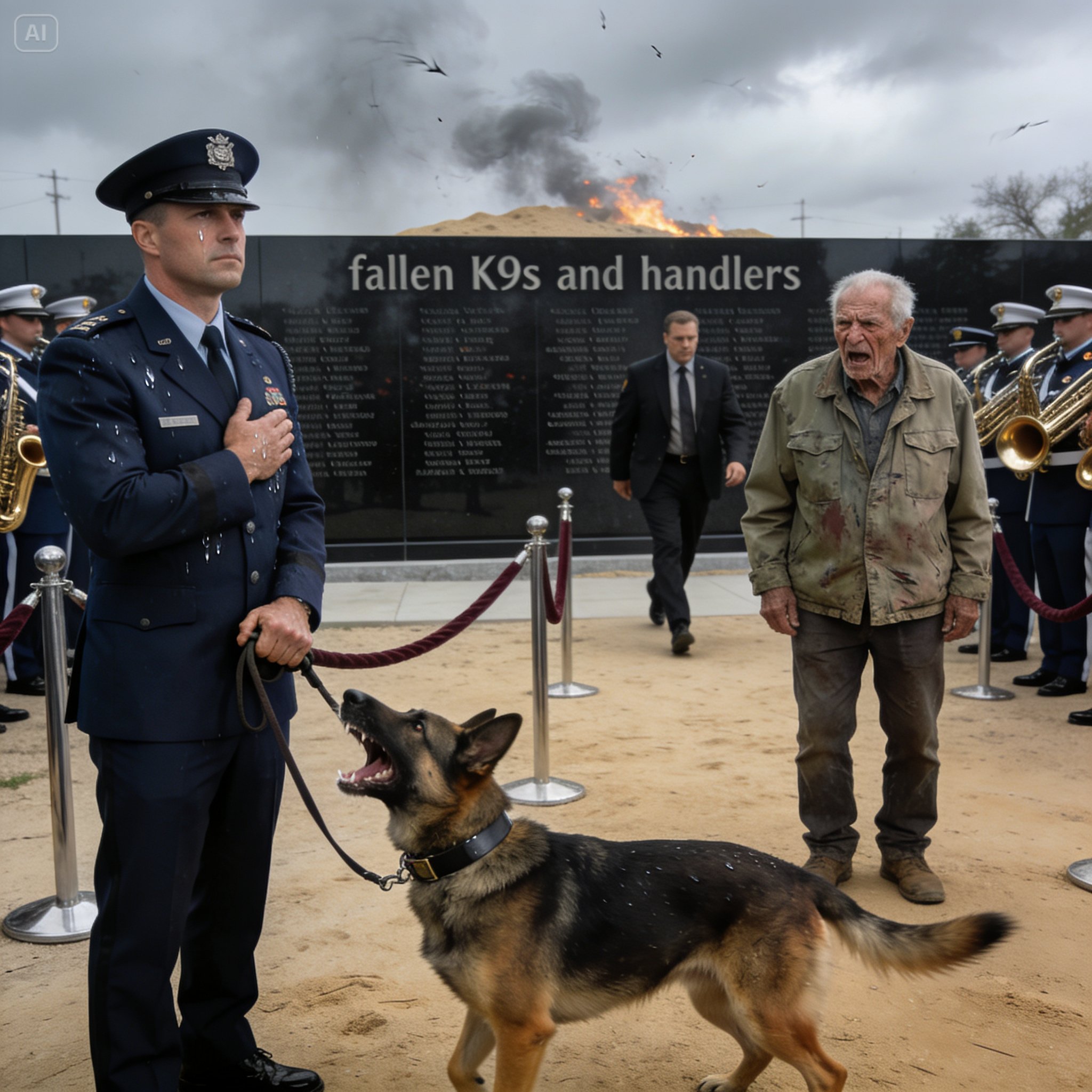 The leash went dead in my hands, and all seven highly-trained military K9s broke formation to bow before a mud-covered stranger… who is this man?