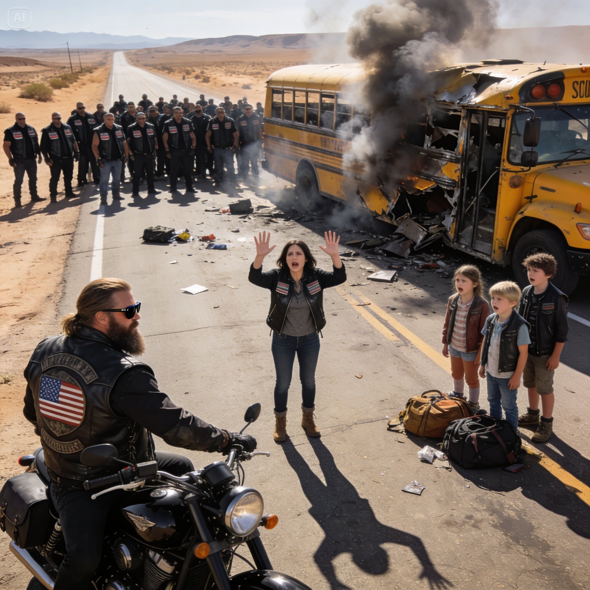 I was STRANDED on a scorching highway with six foster kids, completely OUT OF WATER. A roaring pack of TERRIFYING bikers pulled over, but they just stared at us in absolute SILENCE. WILL THESE OUTLAWS BE OUR END?!