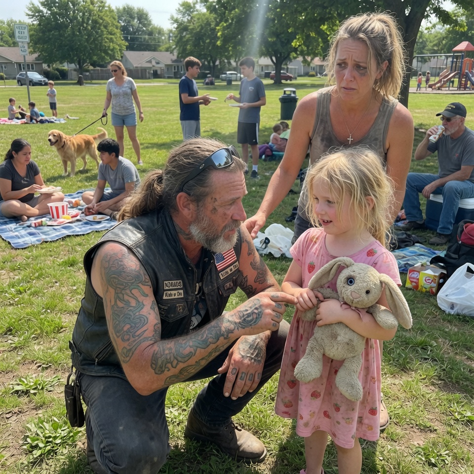 “Are You Lost Too, Mister?” A 6-Year-Old Girl Asked The State’s Most Feared Hell’s Angel. What He Did Next Left The Entire Park Speechless.
