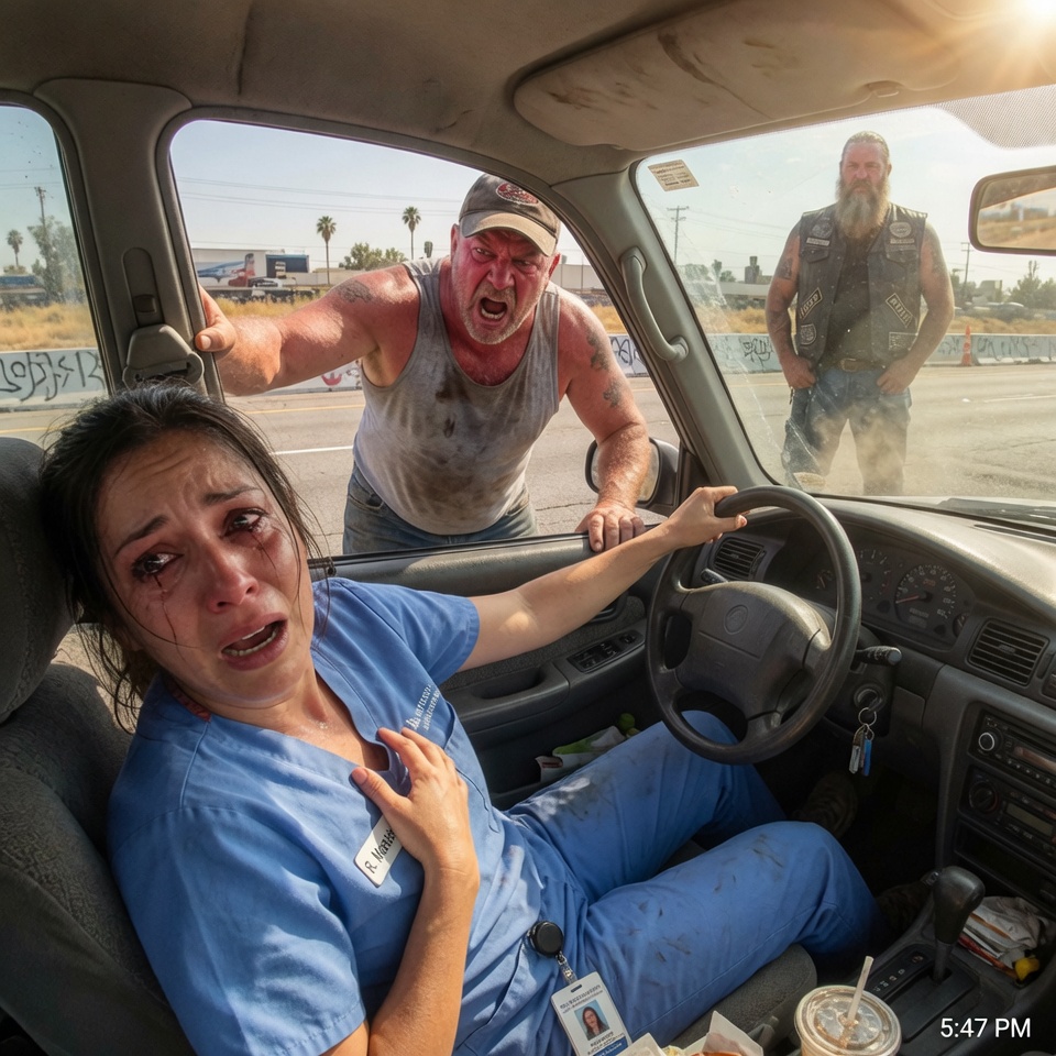 I survived a grueling 14-hour pediatric ICU shift, only to find myself trapped on a suffocating highway with a madman.