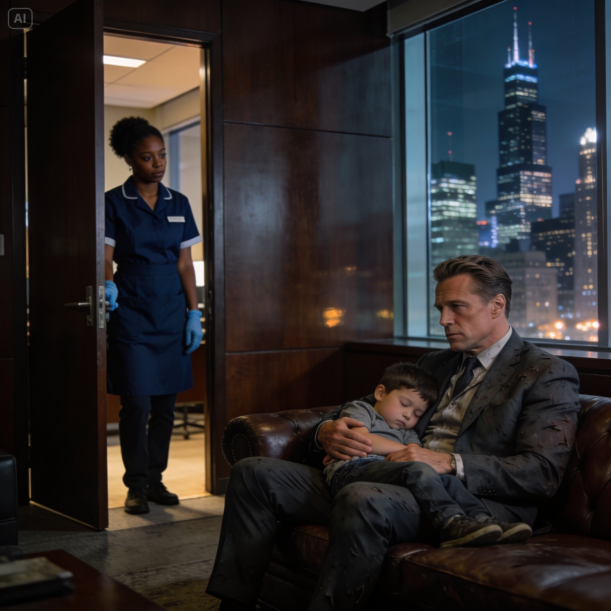 My three-year-old snuck into my billionaire boss’s office while I was cleaning and now he won’t let us go home.