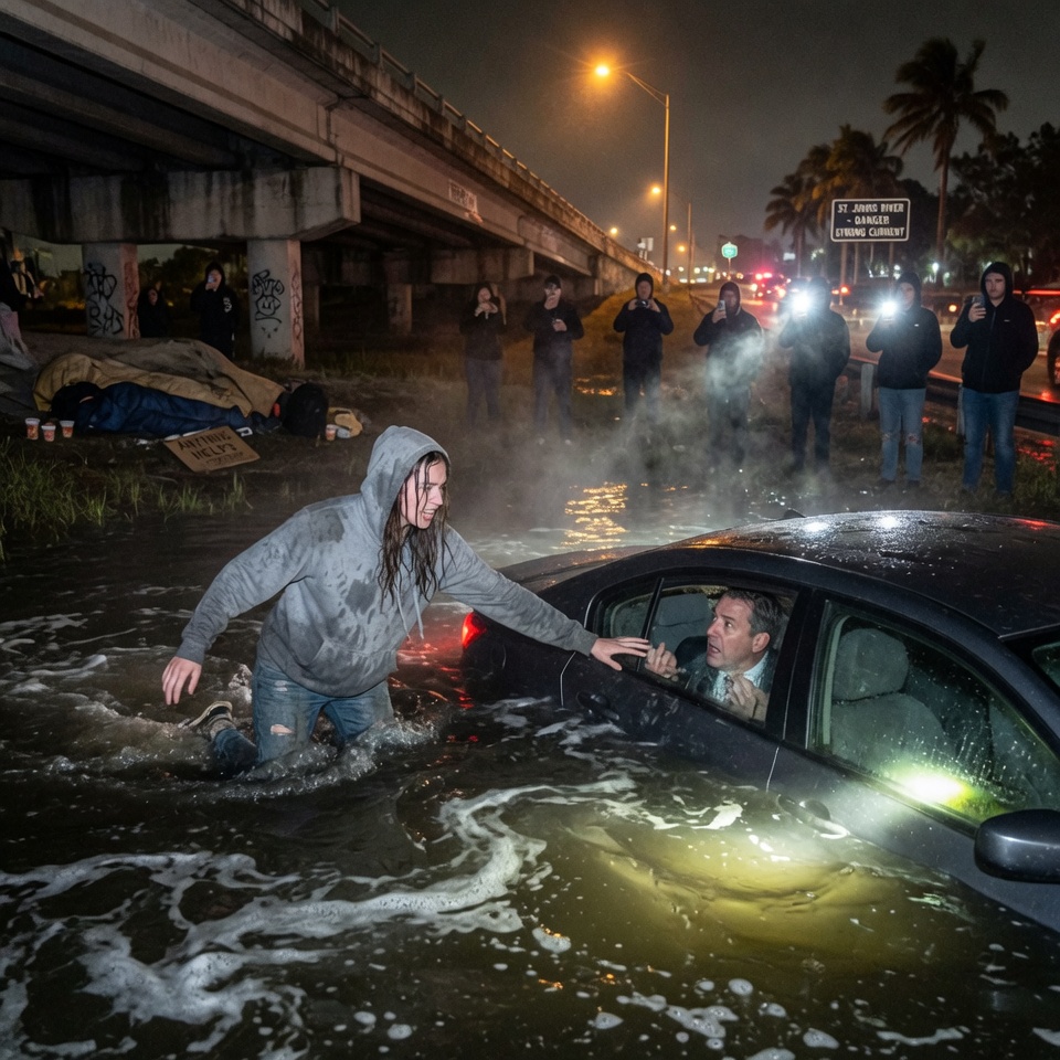 A freezing river, a sinking car, and dozens of bystanders filming while I risked everything to save a stranger’s life.