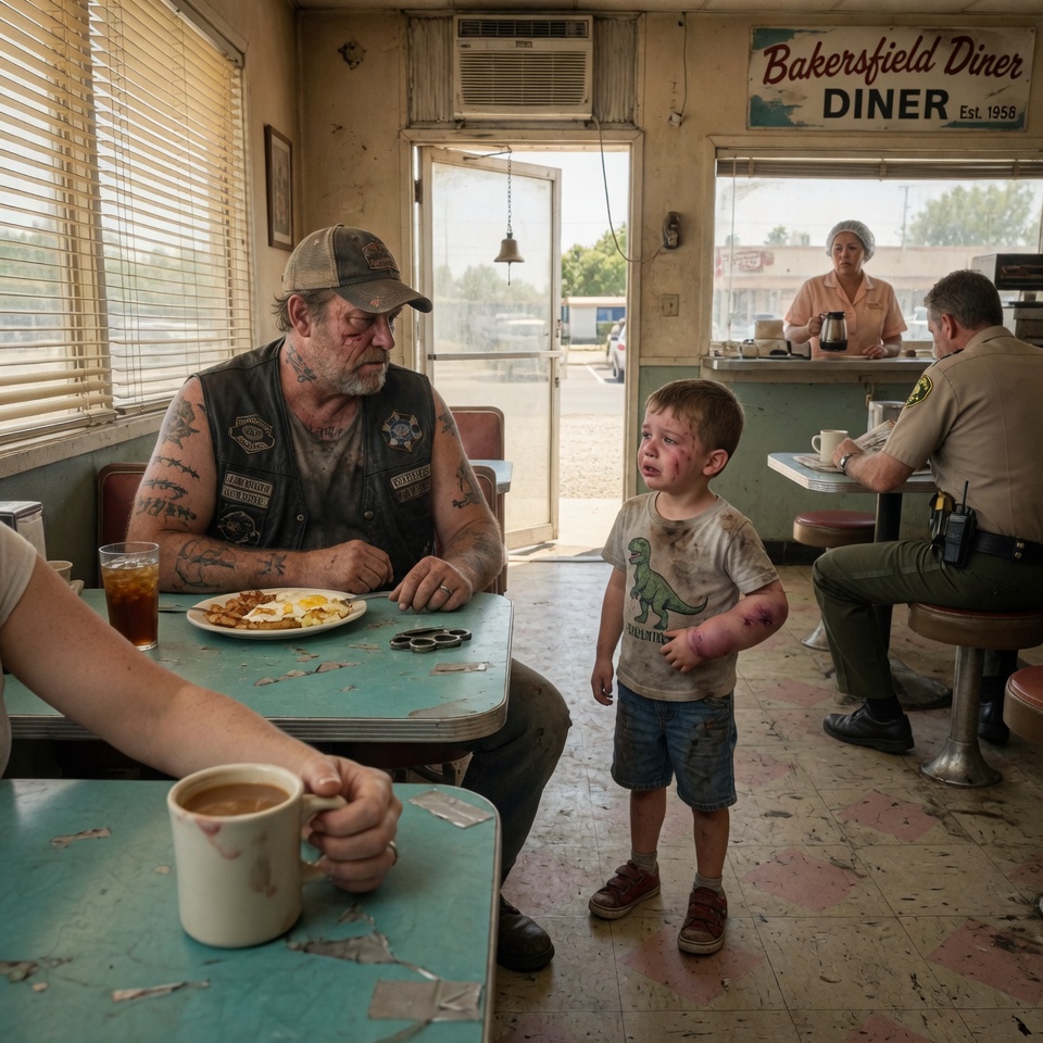 My crying five-year-old bypassed the sheriff and walked straight up to the most dangerous man in the room…