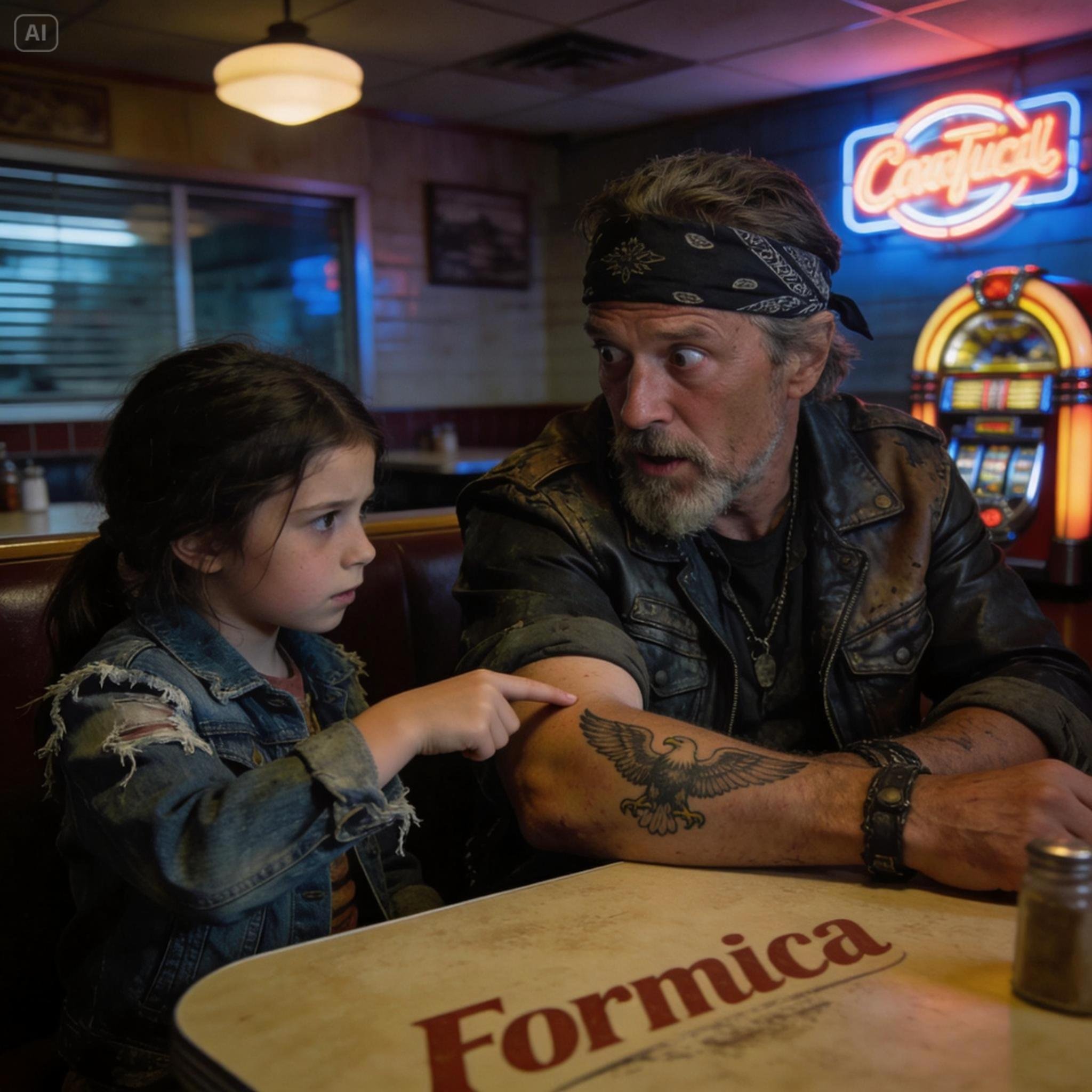 Ten Harleys sat outside the diner, but it was the little girl who walked in that stopped our hearts.