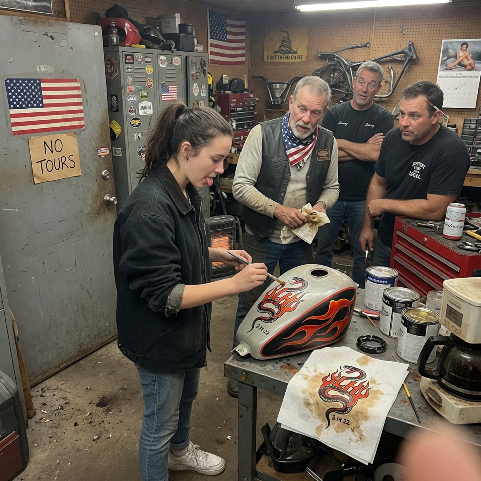 Can I Paint Your Bikes for Tips? — When Her Sketch UNFOLDED, Biker Club FROZE