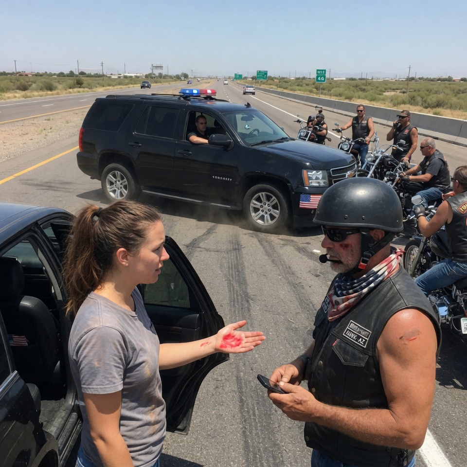 She Drew a Red Circle on Her Palm — A Hells Angels President Blocked the Entire Highway