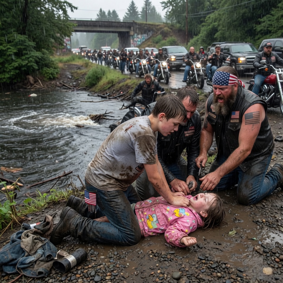 A HOMELESS TEEN THREW HIMSELF INTO A FREEZING RIVER TO SAVE A BIKER’S DAUGHTER — THEN THE DEAFENING ROAR OF 200 HARLEYS SHOOK THE EARTH. WHO WAS COMING FOR HIM, AND WHY WAS HE MORE TERRIFIED THAN IN THE WATER? WOULD YOU HAVE JUMPED INTO THE ICE?