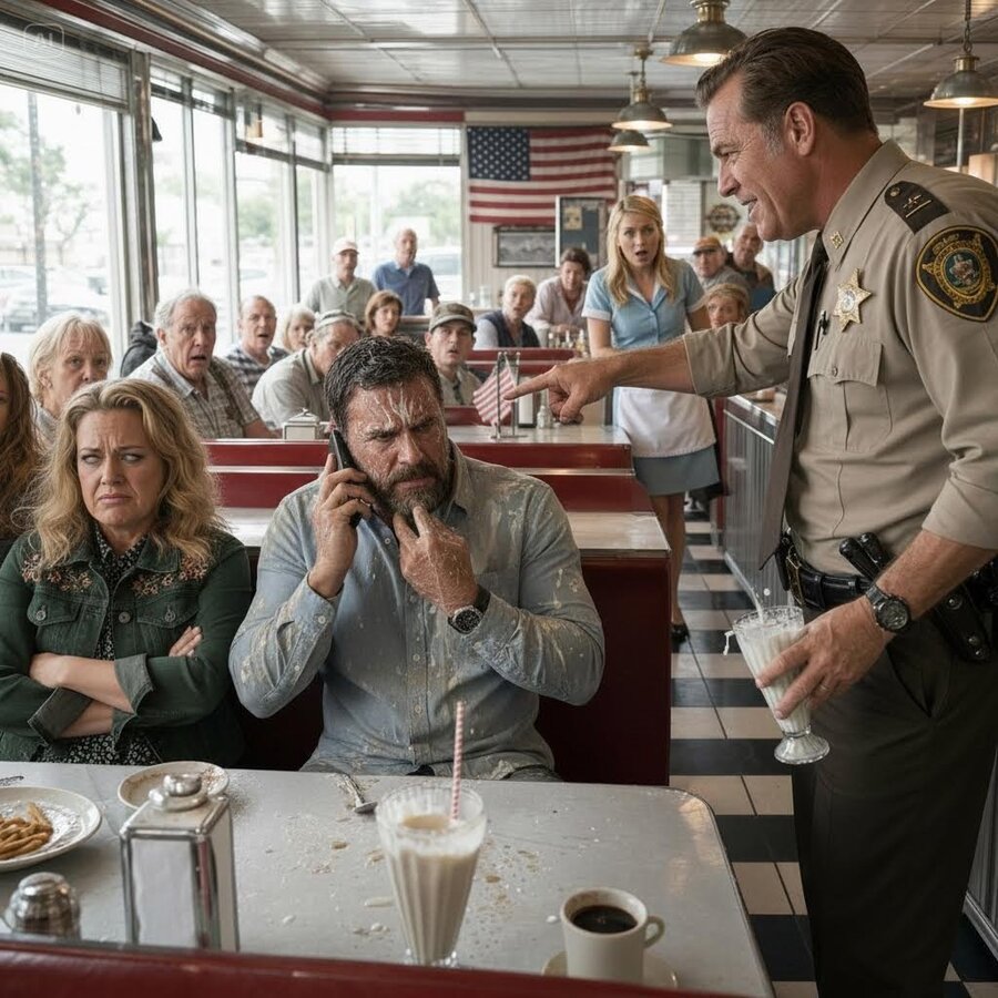 “YOU’RE EMBARRASSING ME. JUST SIT THERE AND TAKE IT,” MY WIFE WHISPERED AFTER A CORRUPT SHERIFF DUMPED A MILKSHAKE ON MY HEAD.