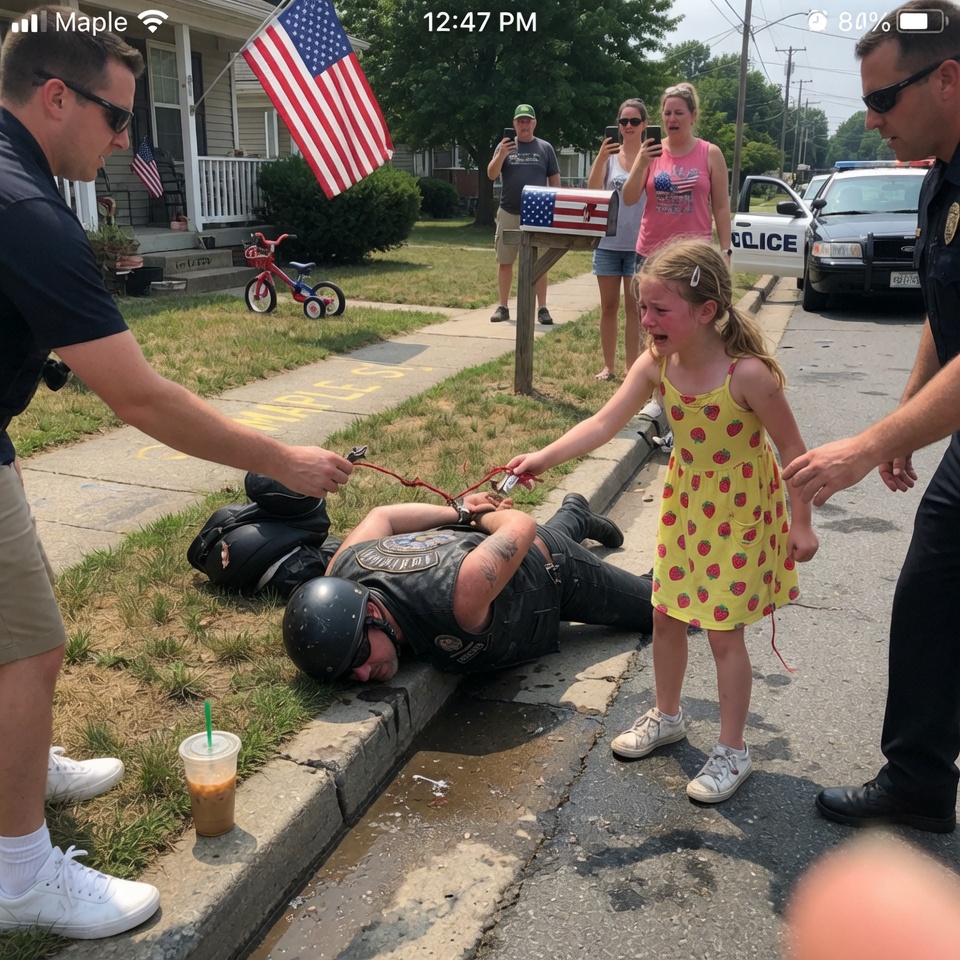 Police sl*mmed a biker face-first into the asphalt while a little girl sobbed just feet away – then she screamed a sentence so strange the whole street fell silent: “He promised my mom he’d bring it back!” WHAT IF THE MAN YOU FEARED WAS THE ONLY ONE KEEPING A SACRED PROMISE?