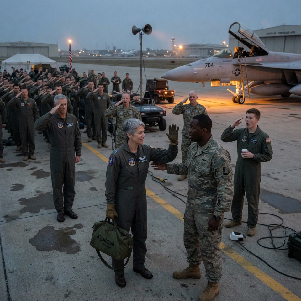 A Staff Sergeant Ordered Her Off The Flight Line—The Tower Radioed “NIGHTHAWK” And Pilots Stood