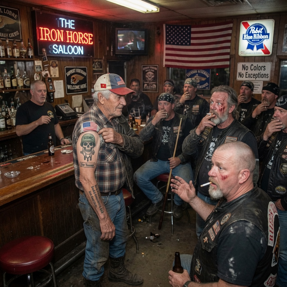 68-Year-Old Marine Showed His Tattoo at a Bar — 52 Hells Angels Escorted Him 800 Miles Home